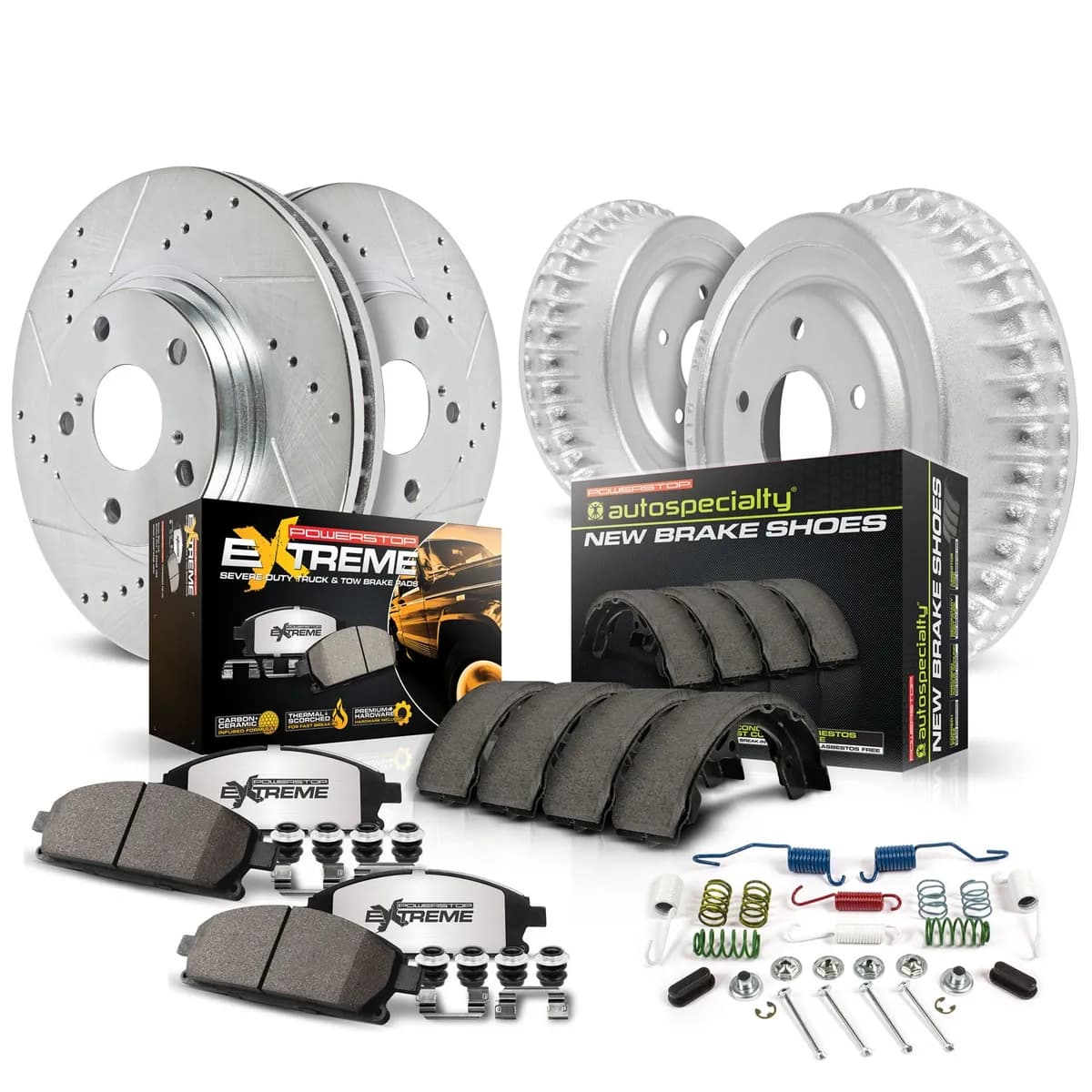 Z36 Truck/Tow Upgrade Kit: Drilled/Slotted Rotors; Carbon-Fiber Ceramic Pads W/Hardware; Coated Drums; Shoes W/Hold Down And Adjuster Kit