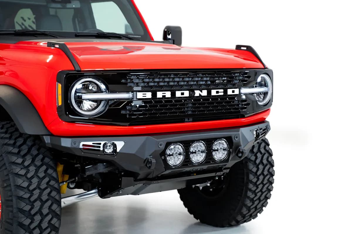 21c Ford Bronco Bomber Front Bumper Black Powdercoat Finish
