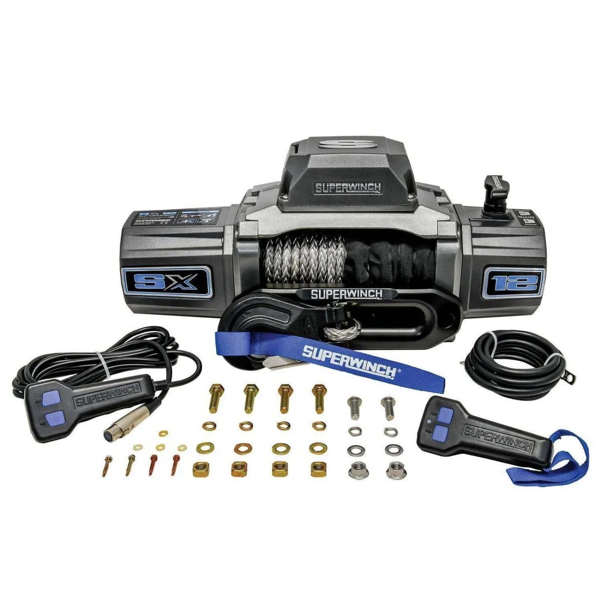 SX12SR 12000lb 12V DC Winch with Synthetic Rope Graphite - 1712201