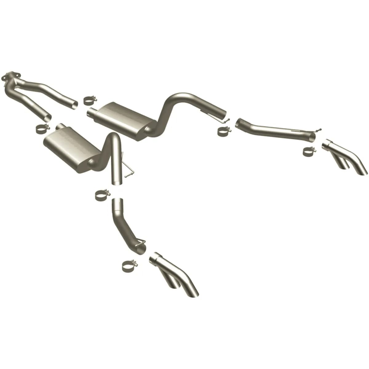Pontiac 75-79 Firebird 5.7/6.6l V8 Pontiac 77-79 Firebird 4.9L/5.0L V8 Dual Exit Stainless Steel Cat Back System