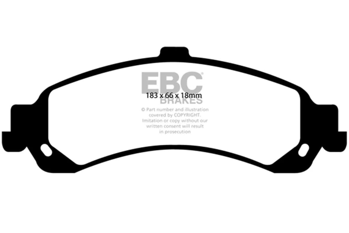 Truck/SUV Extra Duty Brake Pads; FMSI Pad No. D834; Vented; 330mm Dia.; 86mm Height; 29mm Thick; 117.1mm Center Hole Dia.; Pad Dimensions: 183 x 66 x 18mm;