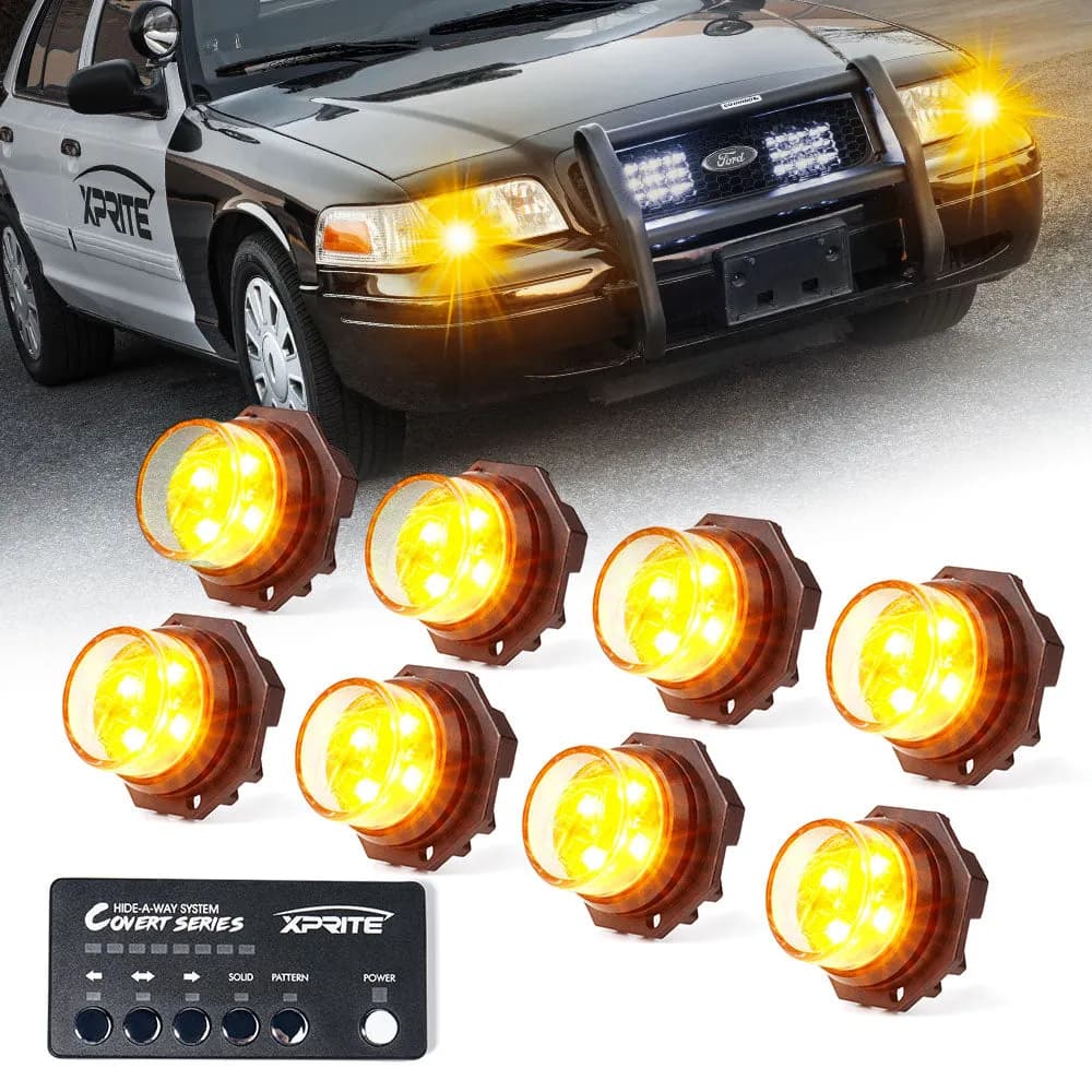Xprite LED Hideaway Strobe Lights – Hidden Grille & Headlight Warning Light Kit | Covert Series