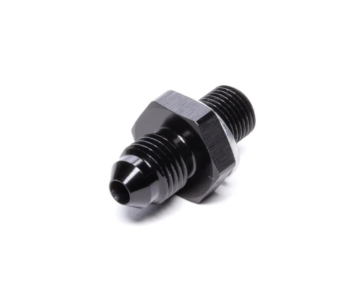Straight AN to Metric Adapter Fitting; -4AN; M10x1.0 Metric Size; 6061 Aluminum; Black Anodized;