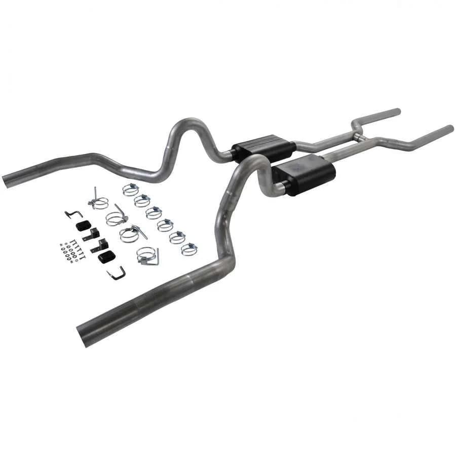 68-72 GM A-Body V-8 All 3.00in Mandrel Bent Tubing From Trans X-Member Back Incl. H-Pipe Hardware Super 40 Series Mufflers American Thunder DOR 16 Gauge 409S Stainless Steel