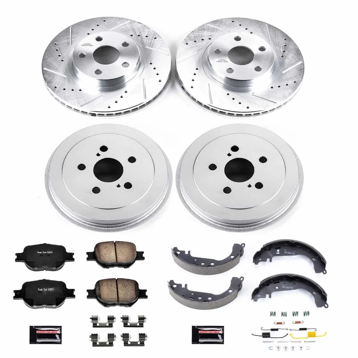 Z23 Evolution Sport Upgrade Kit: Drilled/Slotted Rotors; Carbon-Fiber Ceramic Pads W/Hardware; Coated Drums; Shoes W/Hold Down Kit