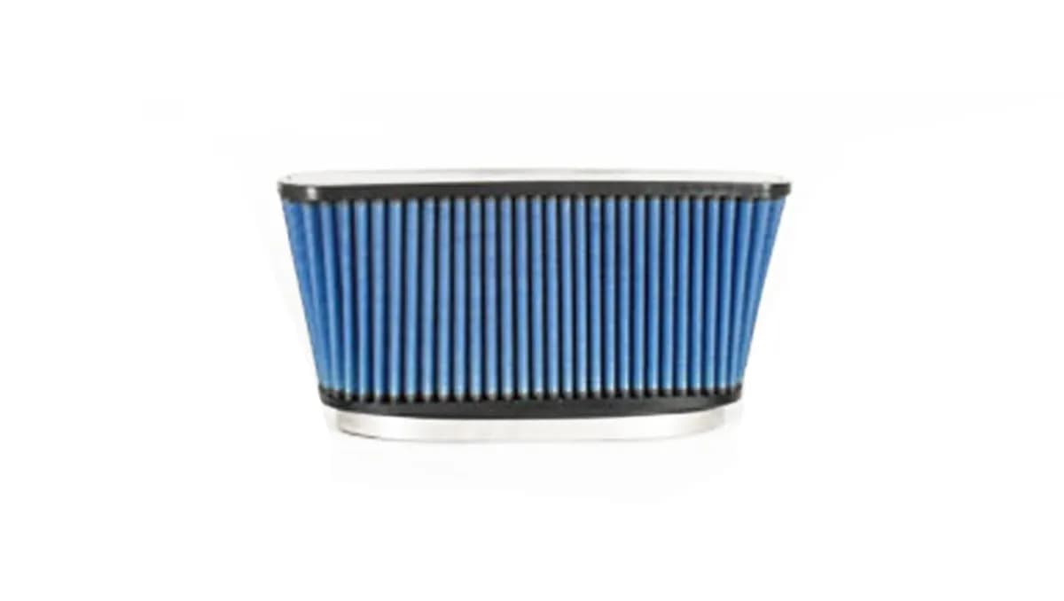 Pro 5 Air Filter; Oval; 10.5 in. Tall x 2 in. Width Flange; 12 in. Tall x 0.4 in. Width Base; 14 in. Tall x 2.5 in. Width Top; H-6 in. Blue;