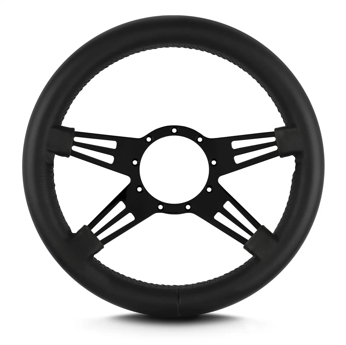 Lecarra Mark 9 Doble Slot Steering Wheel; Black; Black Spokes; 14 in. Thick Grip;