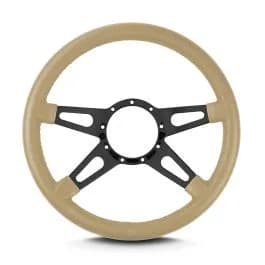 Lecarra Mark 9 Supreme Steering Wheel; Tan; Black Spokes; 14 in. Standard Grip;