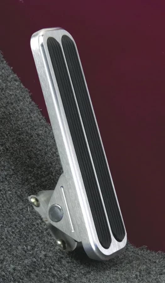 Floor Mounted Gas Pedal; Eliminator Style; w/Rubber Insert; Billet Aluminum; Brushed Finish;