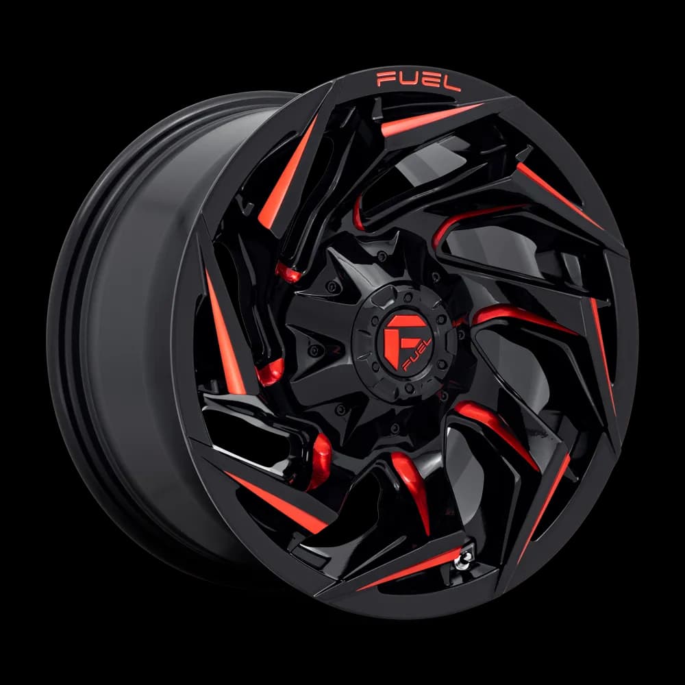 Fuel Wheels | Reaction | Gloss Black Milled w/ Red Tint