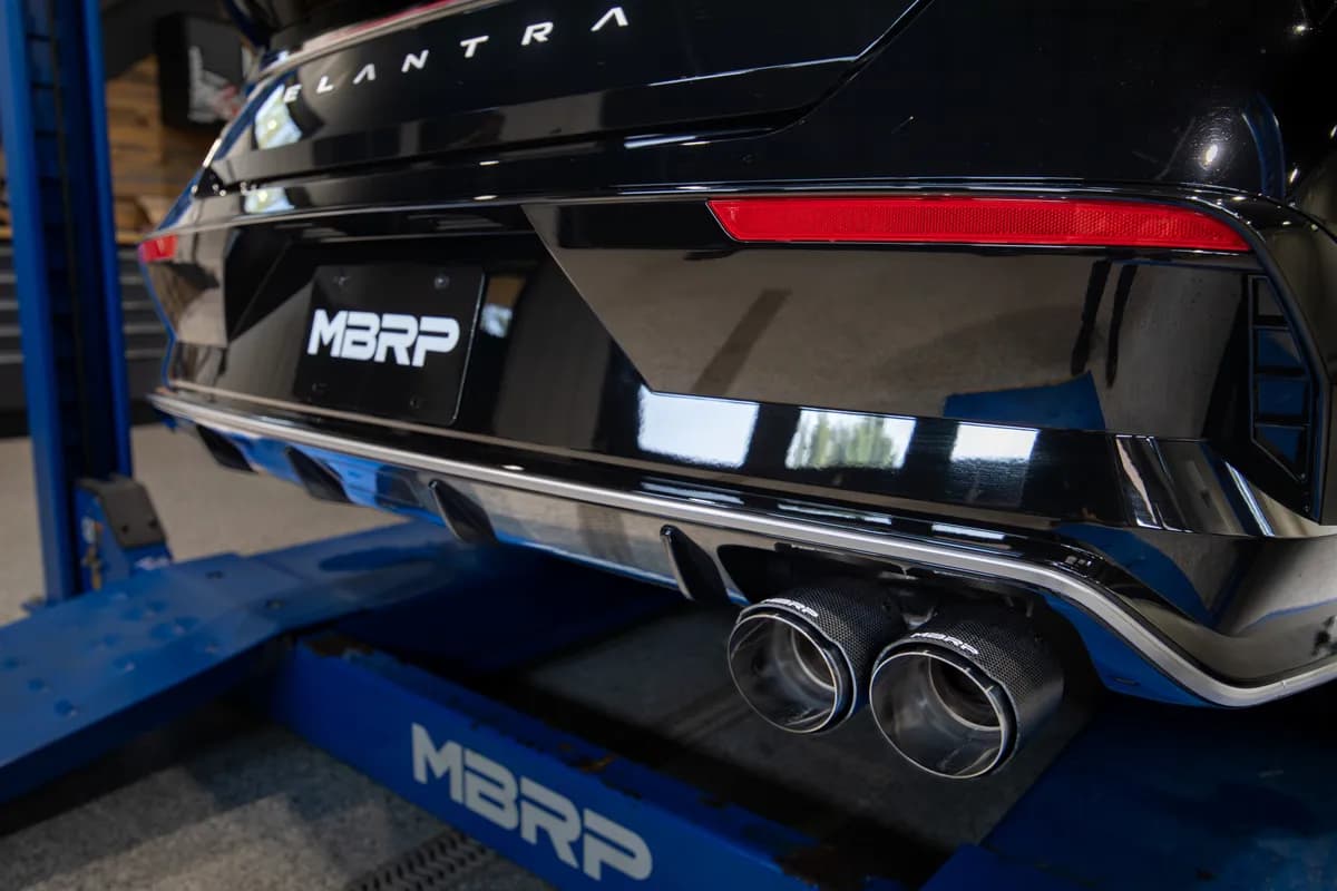 2021-2024Hyundai Elantra N-Line 1.6L Turbo T304 Stainless Steel 3 Axle-Back Single Rear Exit with Dual Outlet Carbon Fiber Tip