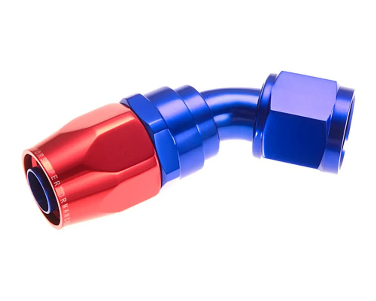 04 45 Deg Double Swivel Hose Endred&blue