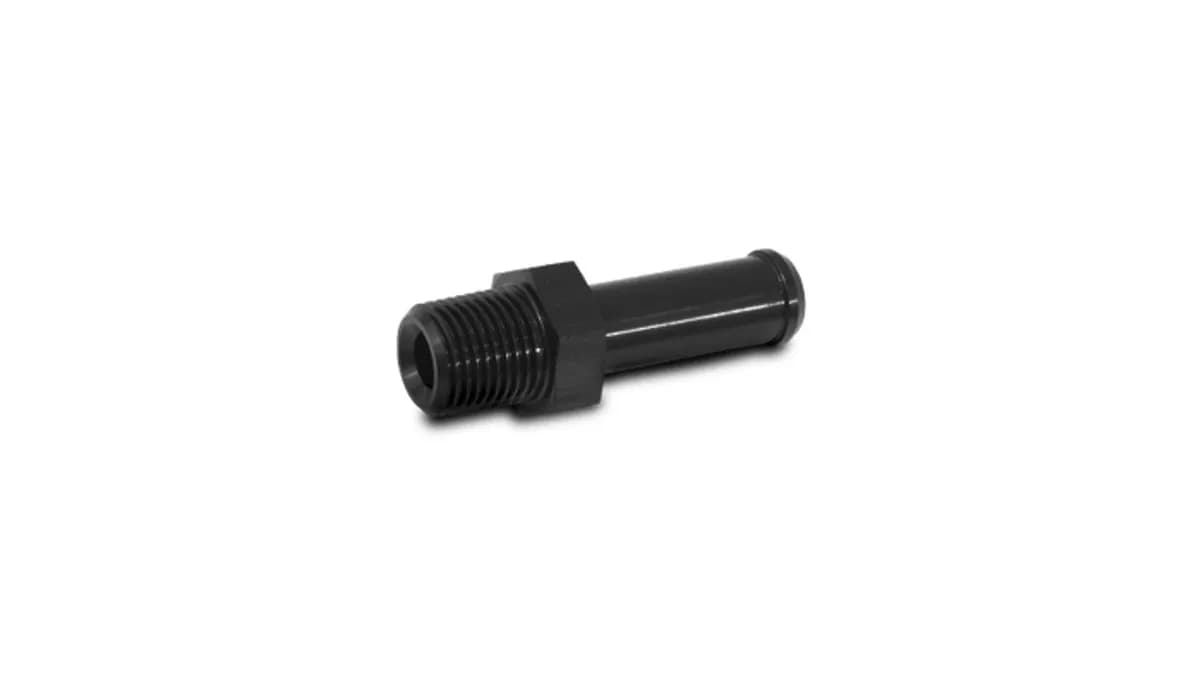 Straight NPT To Hose Barb Adapter Fitting; 0.125 in. NPT; 0.1875 in. Barb Size; 6061 Aluminum; Black Anodized; Male;
