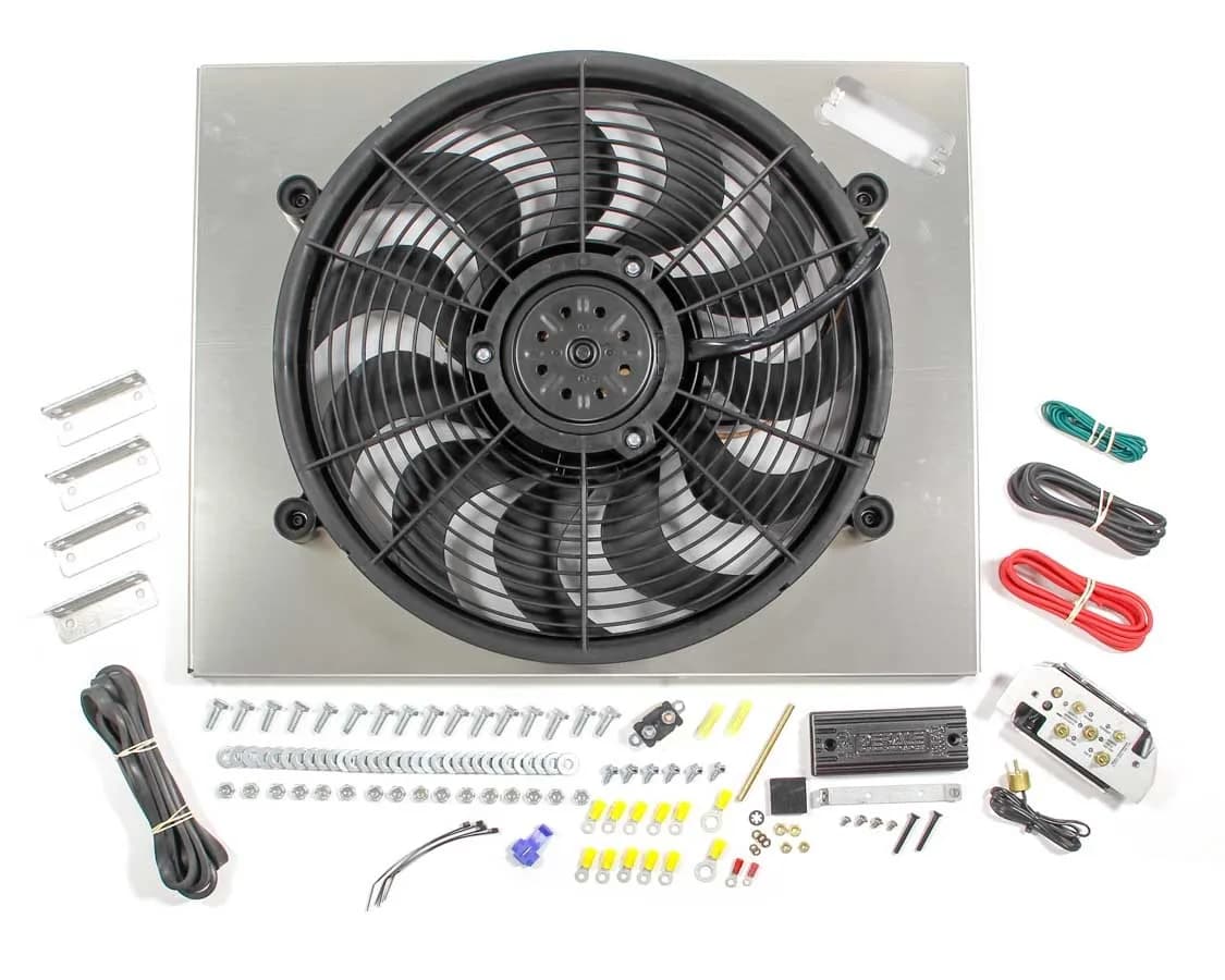 Derale 66822 Powerpack - High Output Single 17 RAD Fan/Alum Shroud Kit w/ PWM Controller