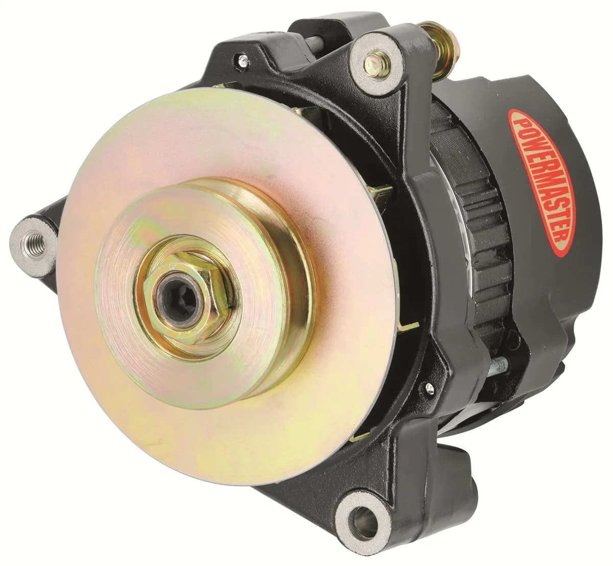 GM 5X5 Race Alternator; CS121; 3 Point Mounting; Side Battery Post; 100 Amp; 60 Idle; 12 Volt; 1 Groove V Type Pulley; Black;
