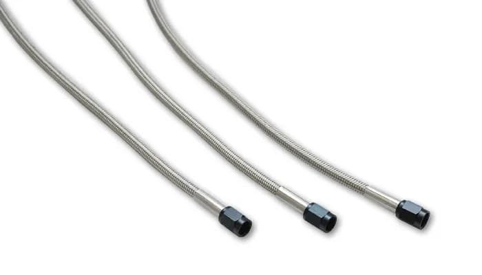 Pre Assembled Hose Assembly; -4AN; 24 in. Hose Length; Straight/Straight Hose End Style; PTFE Lined Stainless Steel;
