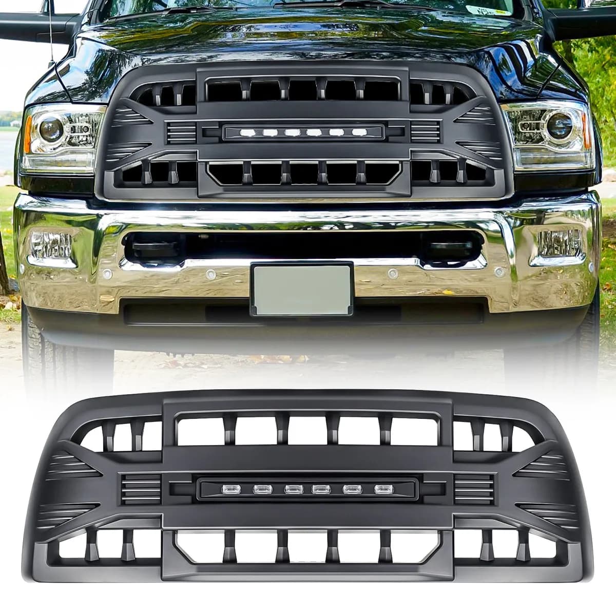 Armor Grille W/ Off-Road Lights - Matte Black For 2010-2018 Dodge Ram 2500/3500 (ETA early Jun))