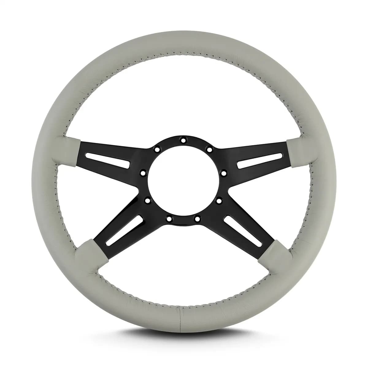 Lecarra Mark 9 Elegante Steering Wheel; Light Grey; Black Spokes; 14 in. Standard Grip;