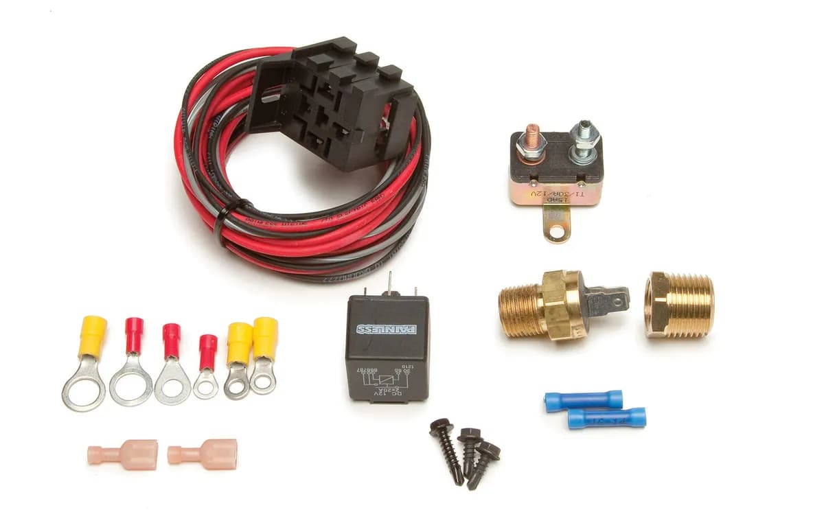 Fan-Thom II Electric Fan Relay Kit; w/Thermostat Protection; 185 deg. On/175 deg. Off;