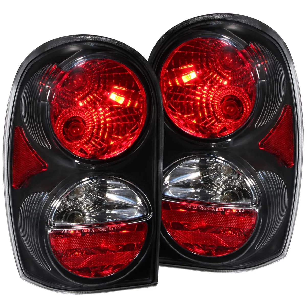 Tail Light Assembly; Clear Lens; Black Housing; Pair;