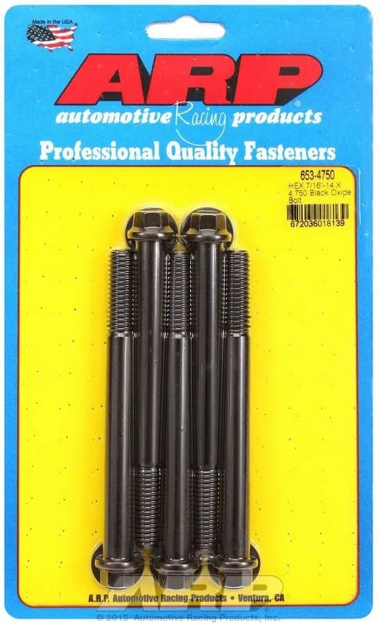 7/1614 x 4.750 Hex Black Oxide Bolts