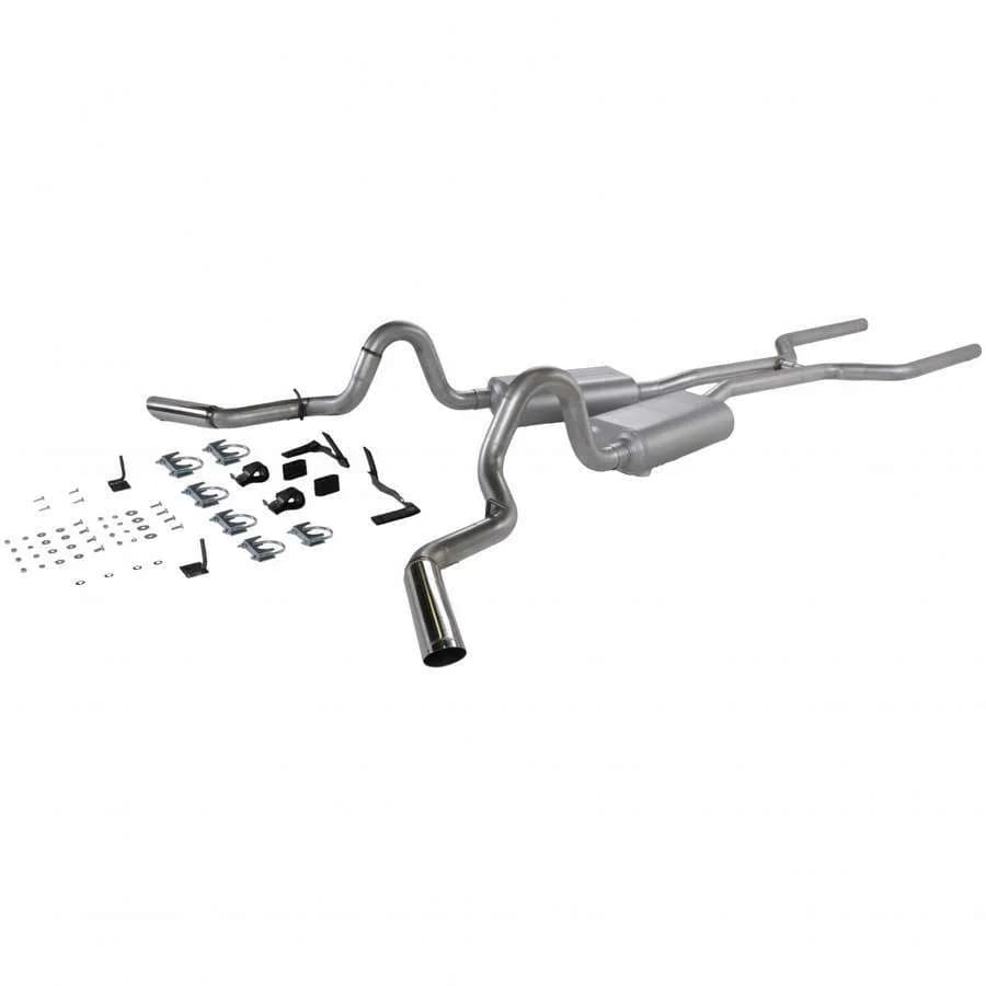 64-72 Chev. / GMC El Camino / Sprint V8 All 2.50in Mandrel Bent Tubing From Trans X-Member Back Incl. H-Pipe Hardware Super 50 Series Mufflers 3.00in Stainless Tips American Thunder DOS 16 Gauge Aluminized Steel