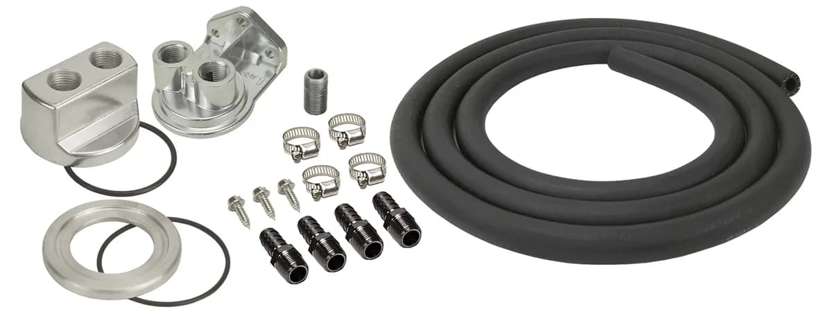 Derale 15716 Engine Oil Filter Relocation Kit, 1/2 NPT Ports w/ 13/16-16 Engine Thread Size