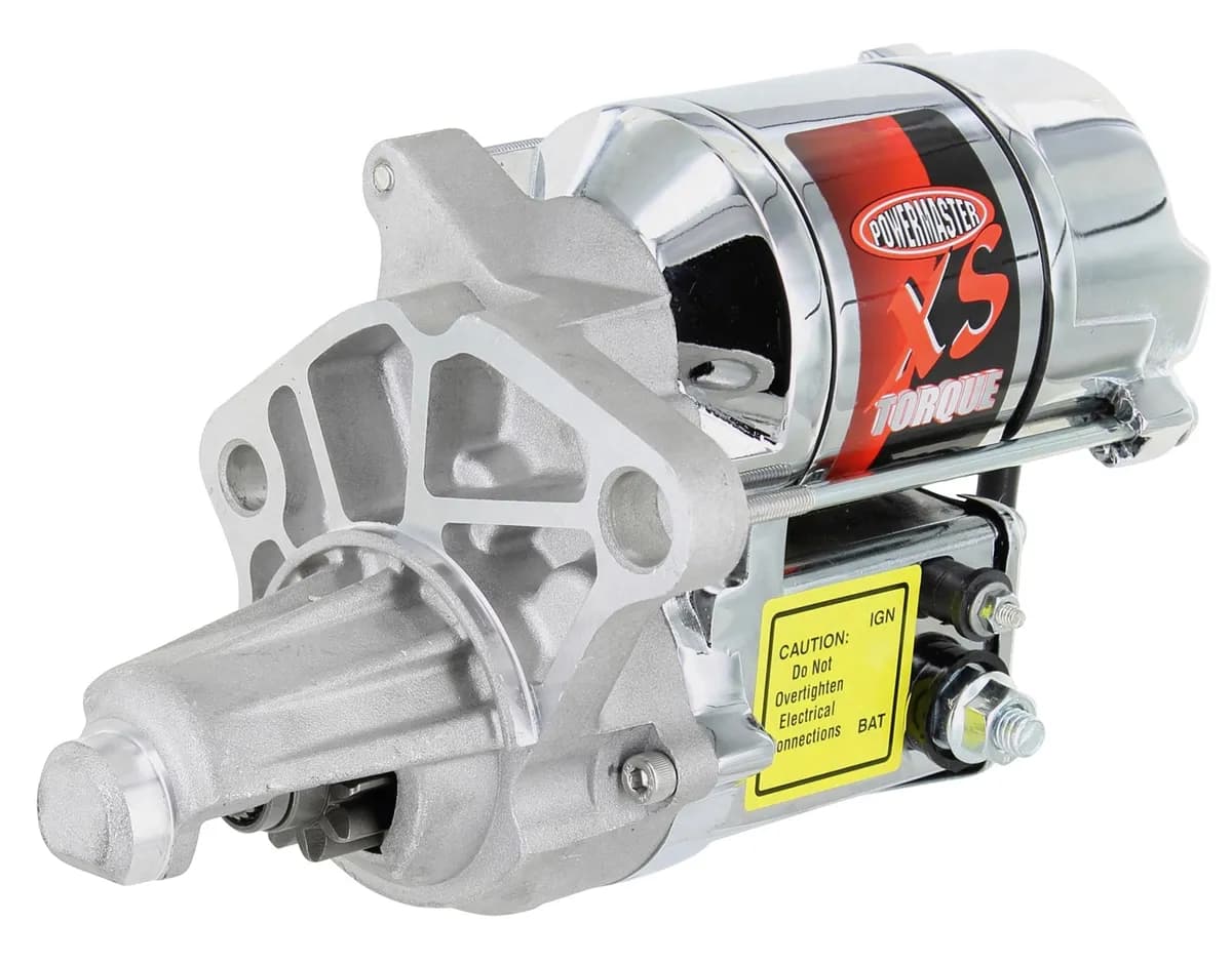 XS Torque Starter; Cast Aluminum Mounting Block w/Nose Cone; 200 ft./lb. Torque; 18:1 Compression Ratio; Chrome Finish;