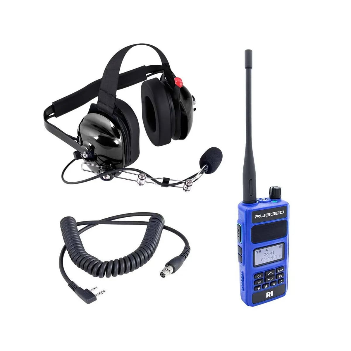 r1 5 Watt Dual Band; Analog & Digital Handheld Radio Crew Chief/Spotter Kit With Carbon Fiber Headse