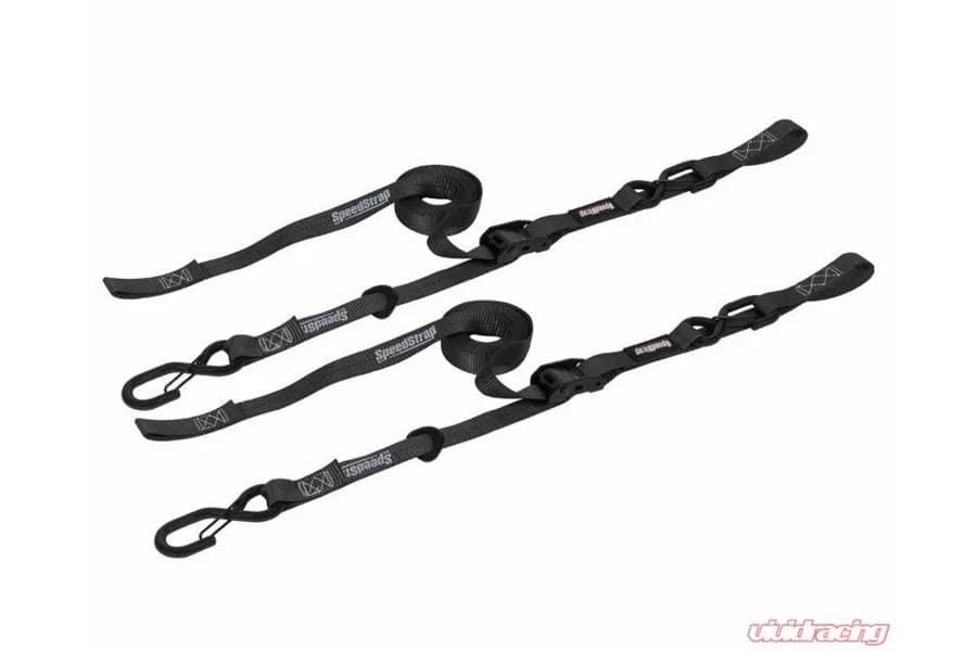 1 Inch x 10' Cam-Lock Tie Down with Snap S-Hooks and Soft-Tie 2 Pack Black SpeedStrap