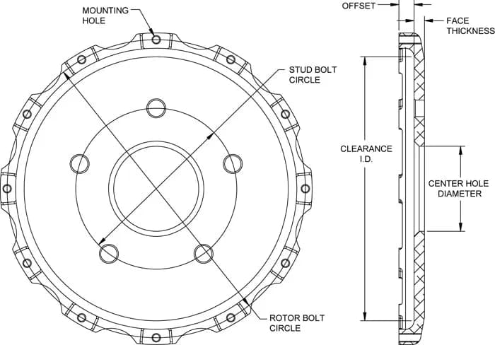 Wilwood HAT12x8.75 BC5x120mm MT.445 OFFSET