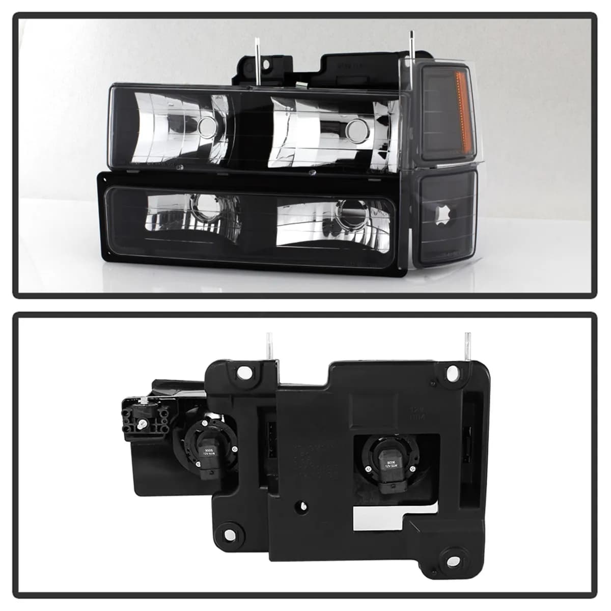 XTune Headlights; w/Corner And Parking Lights; 8 pc. Set; Black; Not Compatible w/Seal Beam Headlight;