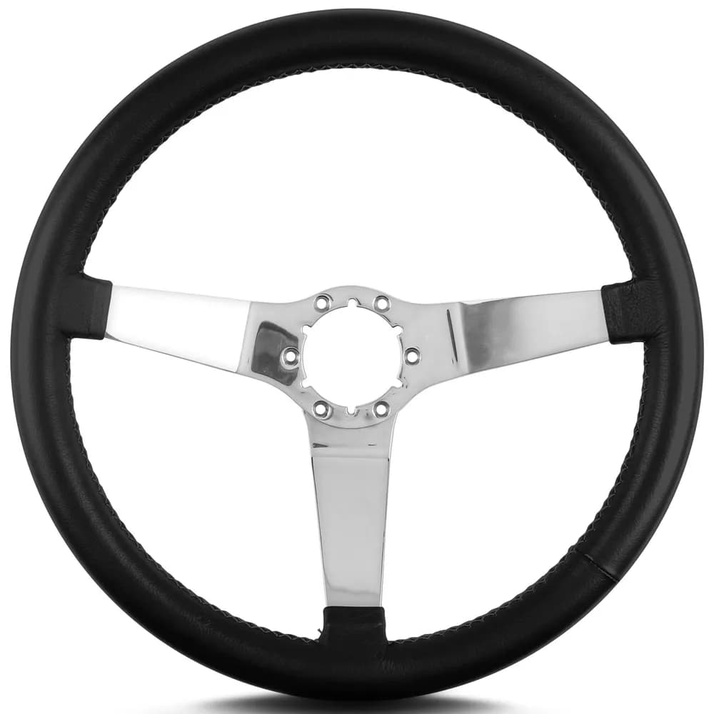 Lecarra Vette 3 Steering Wheel; Black; Polished Spokes; 14 in. Standard Grip;