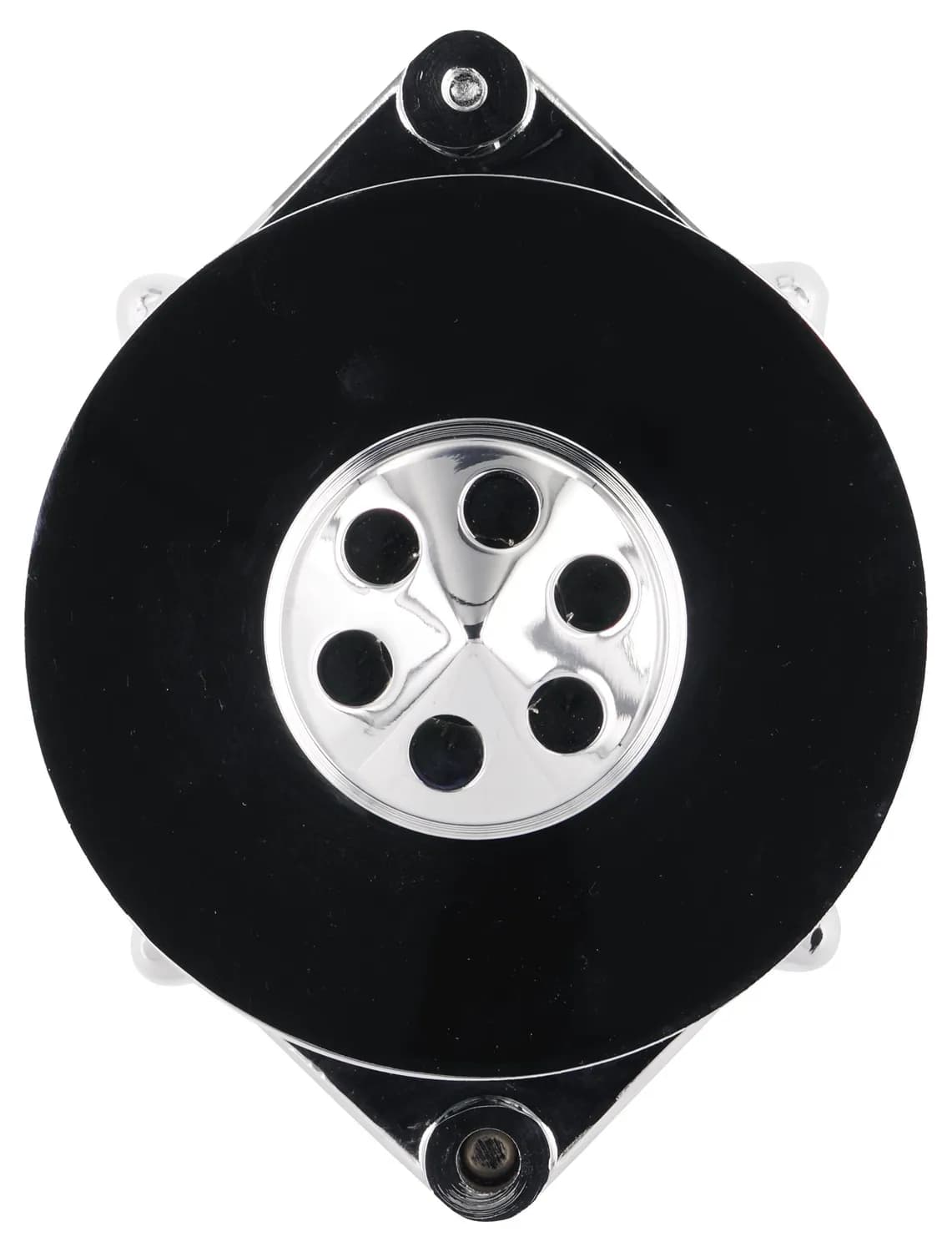 Smooth Look™ Alternator; 12si; 150 Amp; 100 Idle; 1 Groove V Type; Baffle And Cone; Chrome;