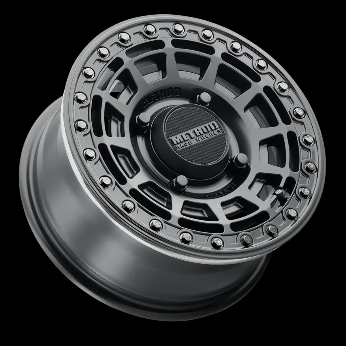 Aluminum Wheels 15x10 MR415 Beadlock UTV Bolt Pattern 4 On 136 Offset 25 Lip Size 2.09 Matte Black MB Gloss Black Ring Method
