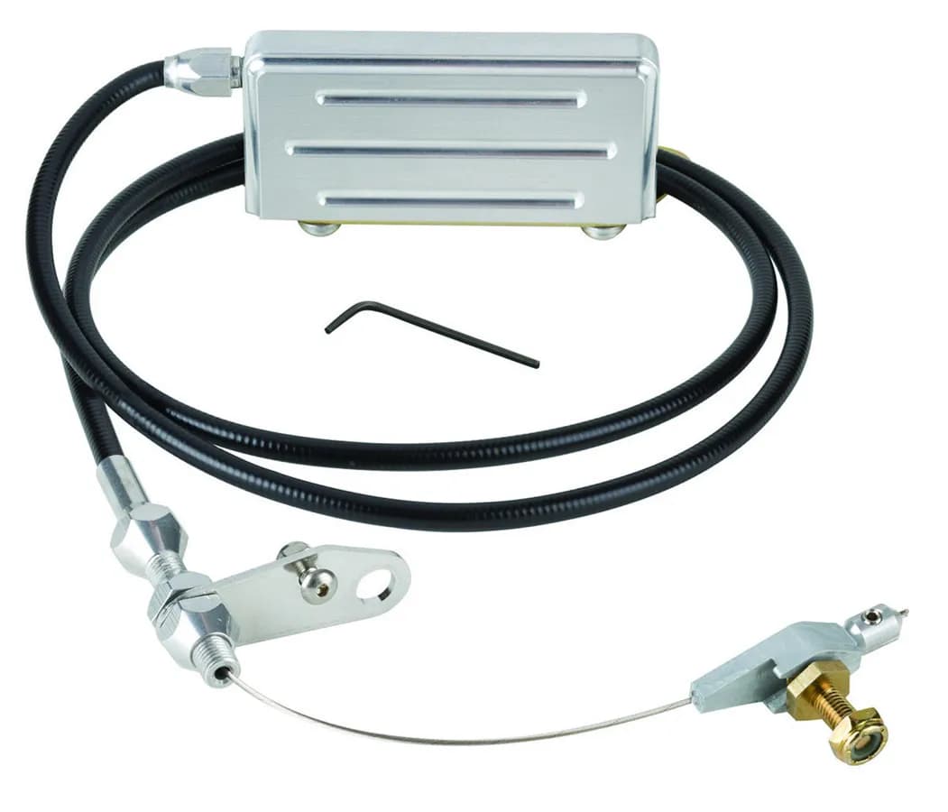 Hi-Tech Electric Kickdown Kit; U-Cut-To-Fit; Incl. Aluminum Fittings w/Ferrule/Instructions; Black Housing; Brushed Aluminum Switch Box; Stainless Steel Finish;