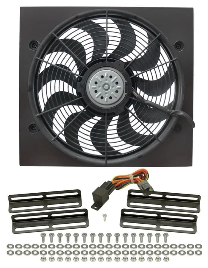 Derale 16919 High Output 17 Electric Puller Fan/Black Steel Shroud Kit