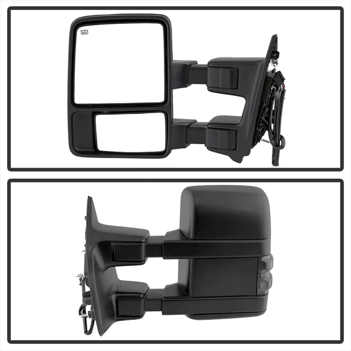 XTune Door Mirror Set; Left And Right; Manual Extendable; Power Heated/Adjustable; w/LED Turn Signal; Smoke;