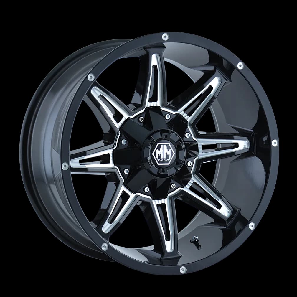 Mayhem Offroad Wheels Rampage 8090 BK 17x9 Milled Spokes Black -12 Off Set 5 Lug 4.53 BSM 87 Bore 127 Bolt Circle Cast Aluminum
