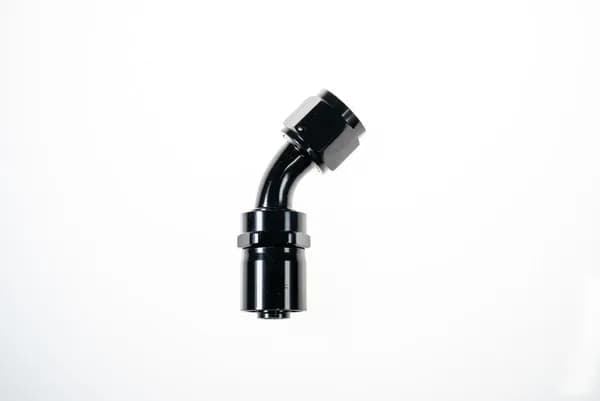 12 An 45 Degree Crimp Style Hose End W/ Black Collar Black