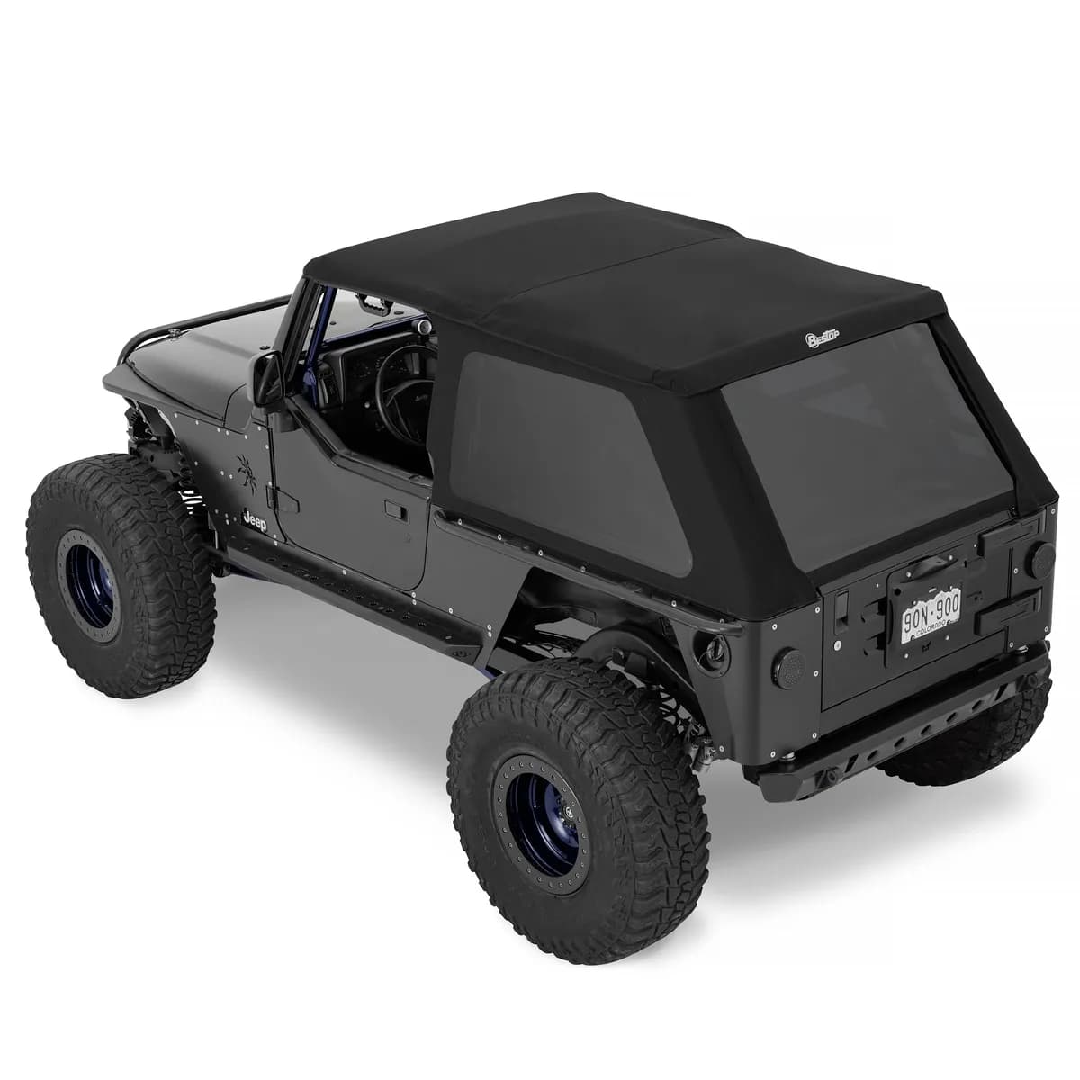 Trektop Slantback Soft Top For Jeep 2004-2006 Wrangler TJ Black Premium Twill Bestop