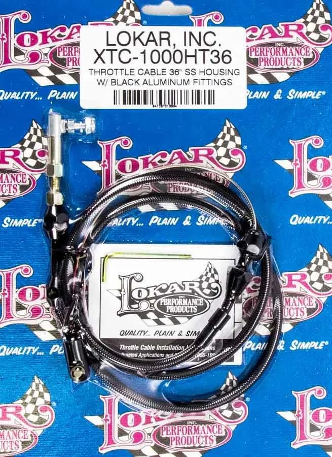 Hi-Tech Throttle Cable Kit; Universal; U-Cut-To-Fit; 36 in.; Incl. Aluminum Ferrules/Instructions/Black Housing/Black Aluminum Fittings;