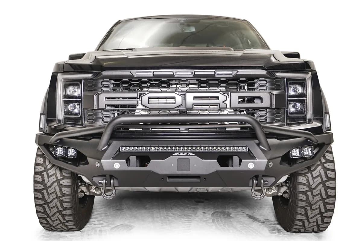 Matrix Front Bumper; 2 Stage Black Powder Coated; w/Pre-Runner Guard; ACC Compatible;