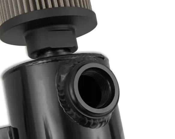 Earl's Black w/ Billet Filter, Drain Valve, -12 AN O-Ring Port (Inlet) & Mounting Brackets. 1/8" NPT on Drain Valve for Optional Remote Outlet Hose
