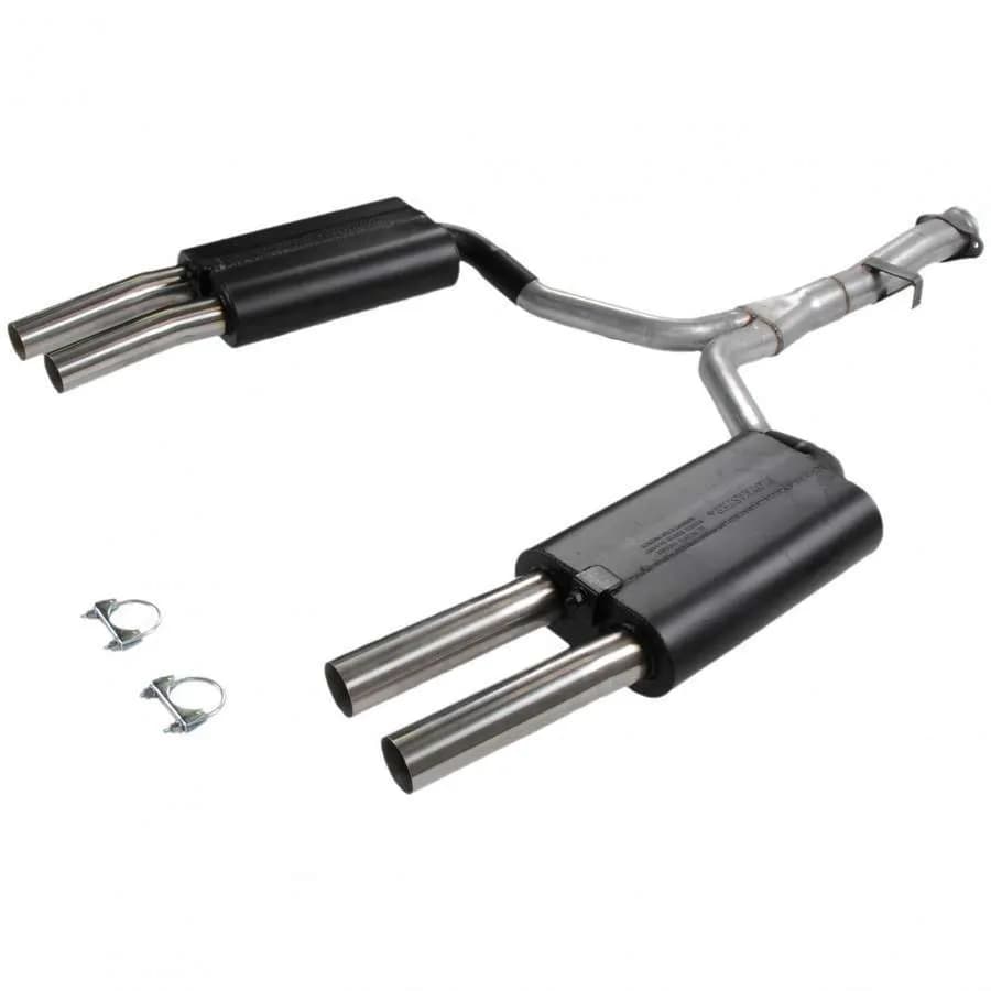 86-90 Chev. Corvette 5.7L 3.00in/2.25in Rear Y-Pipe Hardware 50 Series Delta Flow Mufflers with 2.50in Stainless Tips (4) Force II DOR Mandrel Bent Tubing 16 Gauge Aluminized Steel