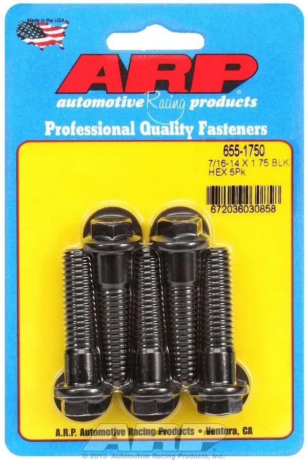 7/1614 x 1.750 Hex 1/2 Wrenching Black Oxide Bolts