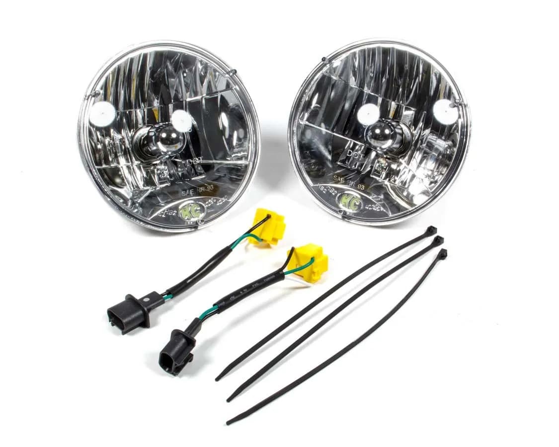 KC HiLiTES 42302 KC Headlight H4 Halogen 7in Dot 2-Light - 2007-2018 Jeep Wrangler JK 2/4-Door