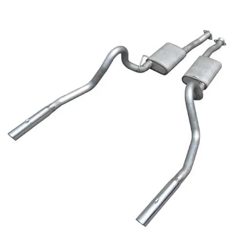 Cat Back Exhaust System 79-97 Mustang LX/GT Split Rear Dual Exit 2.5 in Intermediate And Tail Pipe Hardware/Mufflers/3 in Polished Tips Incl Natural Finish 409 Stainless Steel Pypes Exhaust