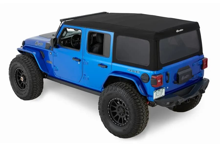 Jeep Soft Top Supertop Squareback Soft Top For Jeep 2018-Current Wrangler JL 4 Door Black Premium Twill Bestop