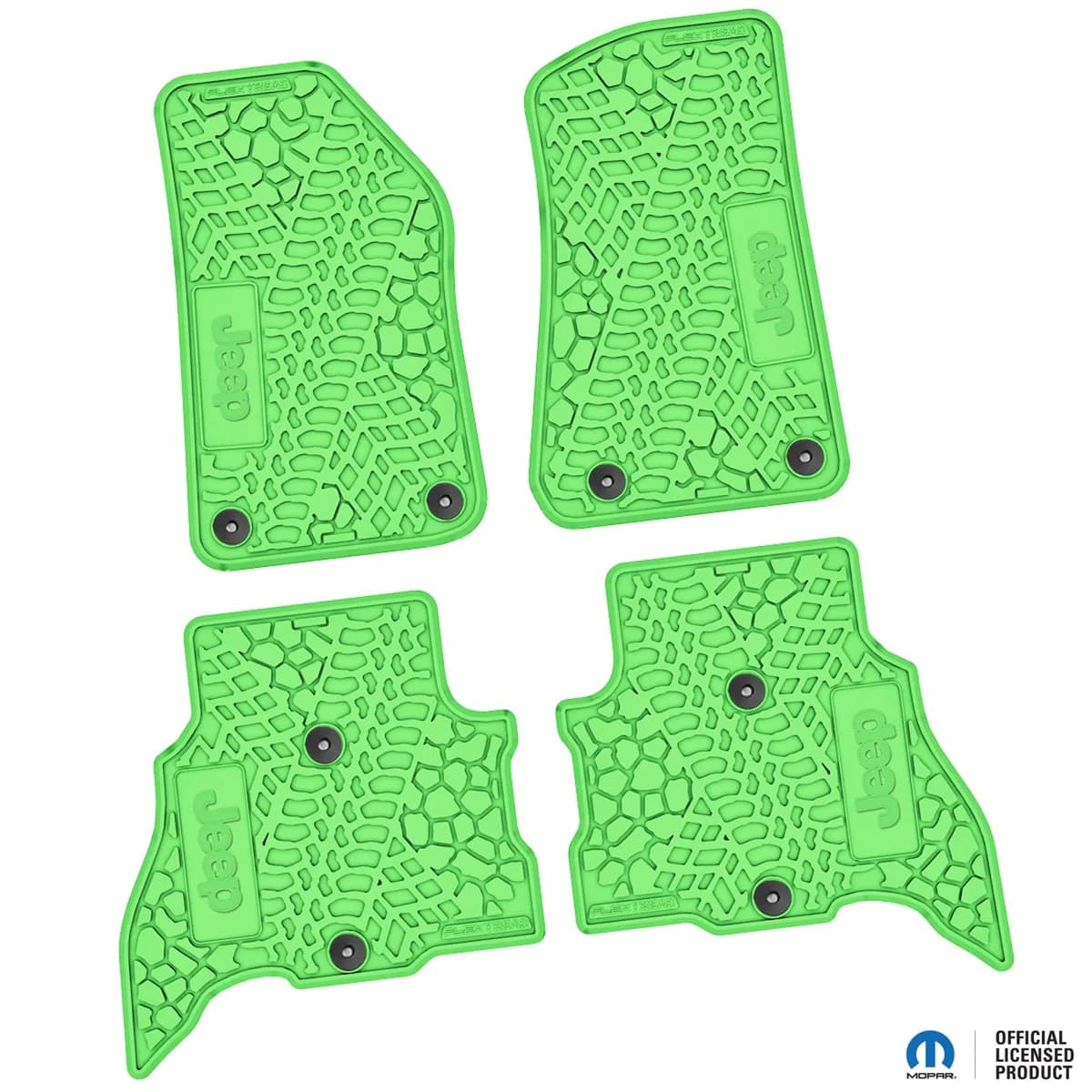 21-24 Jeep 4xe Front and RearTire Tread/Scorched Earth Scene w/ JEEP Insert - Black w/ Tan Insert